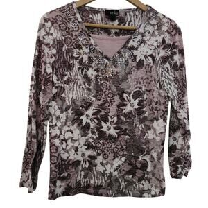 Erika Embellished Long Sleeved Top Size Petite Medium